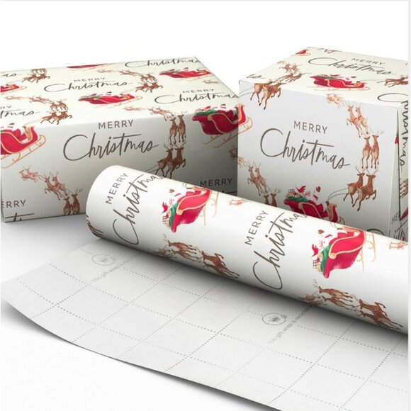 Hallmark Christmas Wrapping Paper Santa in Sled Roll 35 sq ft Holiday Gift - Picture 3 of 6